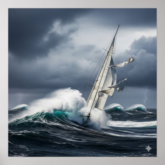 Sturm-Tossed Sailboat Poster (Vorne)