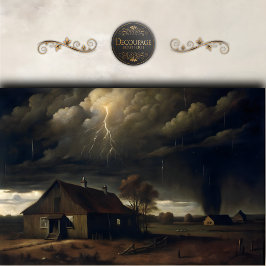 Sturm über Bauernhaus Decoupage Seidenpapier