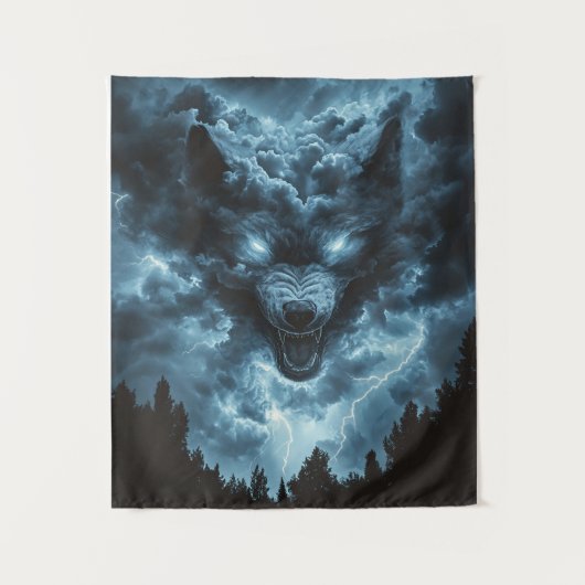 Sturm Wolf Geist Wandteppich (Vorderseite)