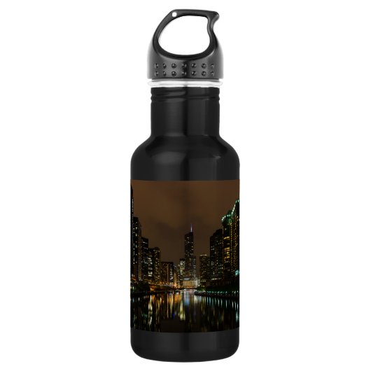 Sturmbrauen über Chicago Edelstahlflasche (Vorderseite)