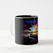 Stürmen Sie mit einem alten Rollenboot und einem Zweifarbige Tasse (Vorderseite Links)