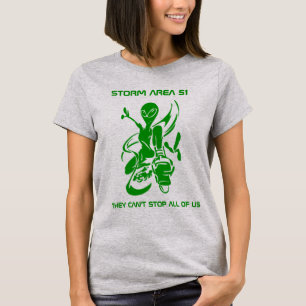 Sturmgebiet 51 Grüner Außerirdischer T-Shirt