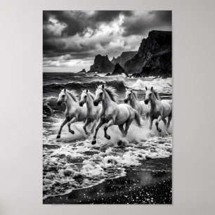 Sturmgebundene Lipizzaner-Traumlandschaft Poster