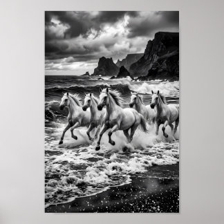 Sturmgebundene Lipizzaner-Traumlandschaft Poster