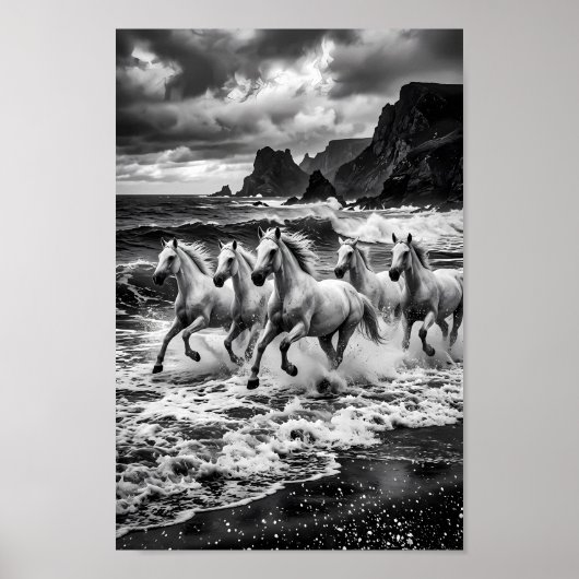 Sturmgebundene Lipizzaner-Traumlandschaft Poster (Vorne)