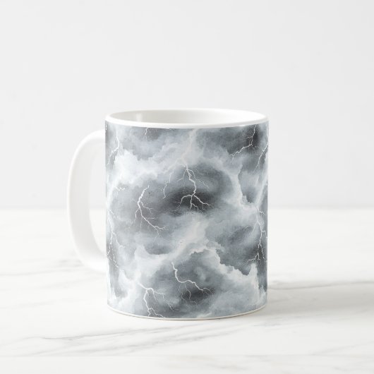 Stürmische graue Himmel Blitz Kaffeetasse (Vorderseite Links)