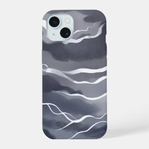 Stürmische Himmel Dunkelgrauer Himmel Wasserfarb iPhone 15 Hülle