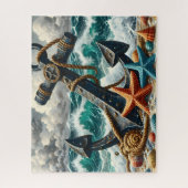 Stürmische Meereswellen Anker Puzzle (Vertikal)