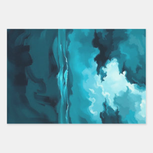 Stürmische Meereswellen unter stürmischem Himmel – Geschenkpapier Set