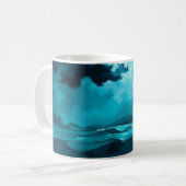 Stürmische Meereswellen unter stürmischem Himmel – Kaffeetasse (Vorderseite Links)