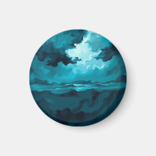 Stürmische Meereswellen unter stürmischem Himmel – Magnet