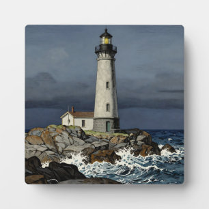 Stürmische Nacht - Küstenleuchtturm Fotoplatte