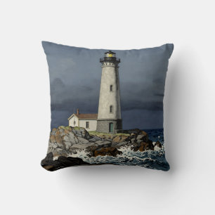 Stürmische Nacht - Küstenleuchtturm Kissen