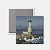Stürmische Nacht - Küstenleuchtturm Magnet (Vorderseite/Rückseite)
