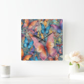 Stürmische Schmetterlinge: Eine lebendige Wall-Uhr Quadratische Wanduhr (Zuhause)