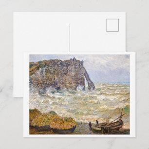Stürmische See in Étretat Monet Postkarte