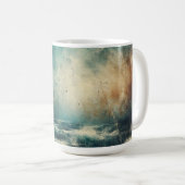 Stürmischer blauer Ozean altes Foto Kaffeetasse (VorderseiteRechts)