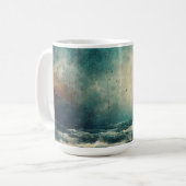 Stürmischer blauer Ozean altes Foto Kaffeetasse (Vorderseite Links)