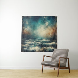Stürmischer blauer Ozean altes Foto Wandteppich