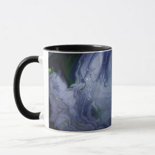 Stürmischer Ozean Navy Blau Abstrakter Acryl Pour Tasse