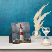 Stürmischer roter Leuchtturm Küste Fotoplatte (InSitu)