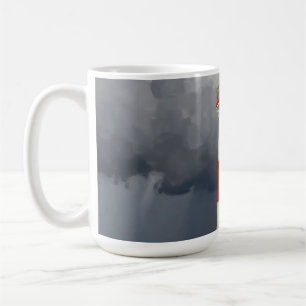 Stürmischer roter Leuchtturm Küste Kaffeetasse