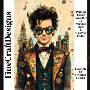 Stürmischer Steampunk-Mann Verzierte Kleidung P6 D Seidenpapier