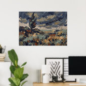 Stürmischer Wildblumen-Landschaftsposter Poster (Heimbüro)