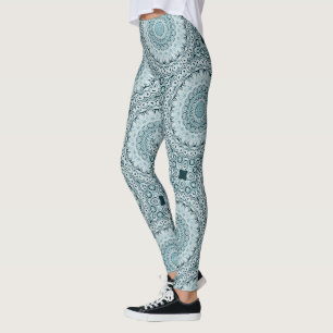 Stürmisches Blau- und Grau-Mandala-Muster Leggings