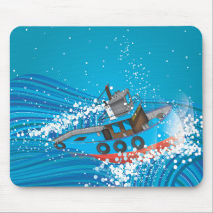 Stürmisches Fischerboot Mousepad