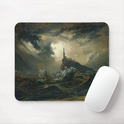 Stürmisches Meer mit Leuchtturm Mousepad (Mit Mouse)