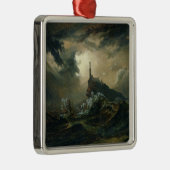 Stürmisches Meer mit Leuchtturm Silbernes Ornament (Rechts)