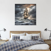 Sturmsee - Dramatisches Segelschiff im Ozean Leinwanddruck (Insitu (Schlafzimmer))