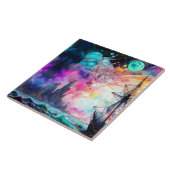 Sturmsee, futuristisches Schiff Abstrakt Mond Fliese (Seite)