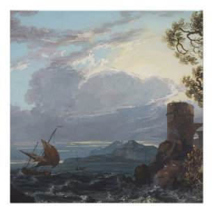 Sturmsee mit Burgruine und Figuren (c.1725-18 Poster