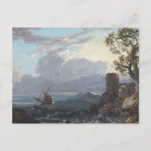 Sturmsee mit Burgruine und Figuren (c.1725-18 Postkarte