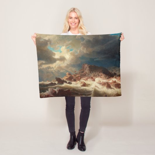 Sturmsee mit Schiffswrack (von Marcus Larson) Fleecedecke (Beispiel)