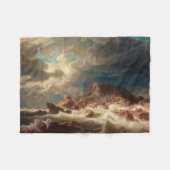 Sturmsee mit Schiffswrack (von Marcus Larson) Fleecedecke (Vorderseite (Horizontal))