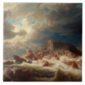 Sturmsee mit Schiffswrack (von Marcus Larson) Fliese (Vorderseite)