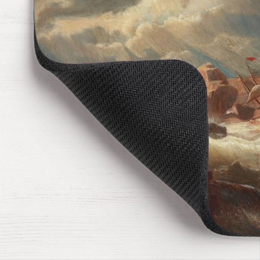 Sturmsee mit Schiffswrack (von Marcus Larson) Mousepad (Ecke)