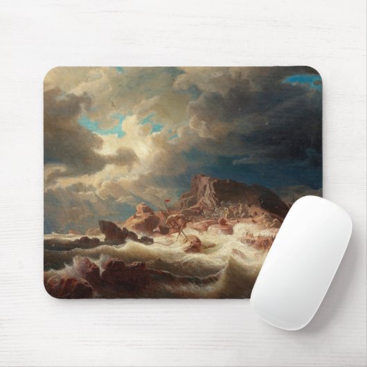 Sturmsee mit Schiffswrack (von Marcus Larson) Mousepad (Mit Mouse)