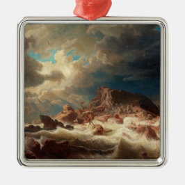 Sturmsee mit Schiffswrack (von Marcus Larson) Ornament Aus Metall