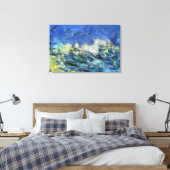 Sturmsee mit Seageln in Blau und Gelb Leinwanddruck (Insitu (Schlafzimmer))