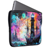 Sturmsee, Schiffslehre Leuchtturm Mond Abstrakt Laptopschutzhülle (Vorne Rechts)