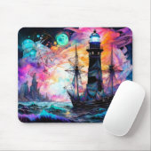 Sturmsee, Schiffslehre Leuchtturm Mond Abstrakt Mousepad (Mit Mouse)