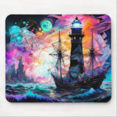 Sturmsee, Schiffslehre Leuchtturm Mond Abstrakt Mousepad (Vorne)