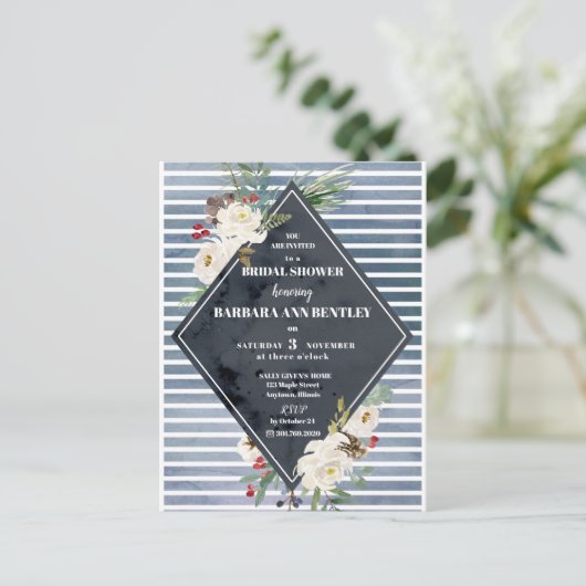 Sturmstreifen und weiße Rose Postkarte (Stehend Vorderseite)