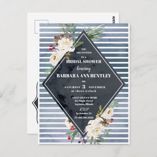 Sturmstreifen und weiße Rose Postkarte (Vorne/Hinten)