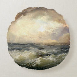 Sturmwellen im Ozean Rundes Kissen