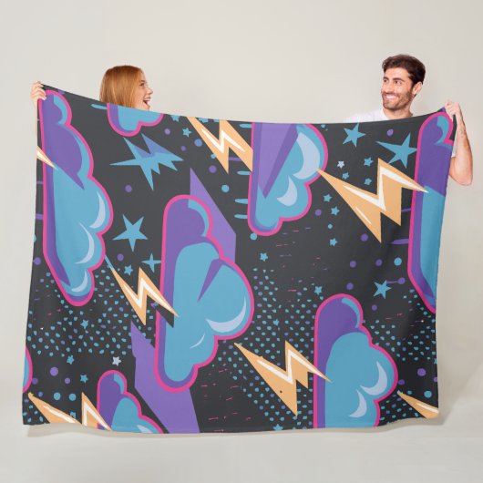 Sturmwolken, Blitze und Sternmuster Fleecedecke (Beispiel)